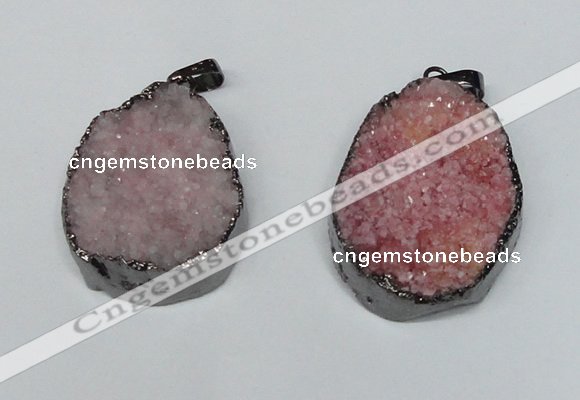 NGP1520 30*35mm - 30*40mm freeform plated druzy agate pendants