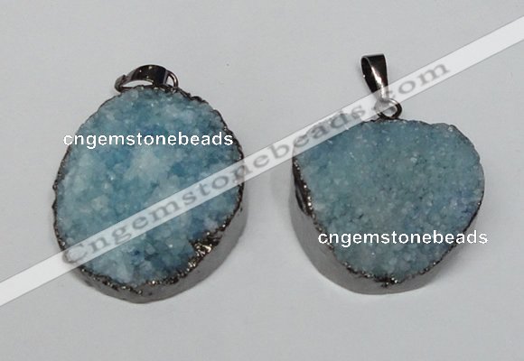 NGP1522 30*35mm - 30*40mm freeform plated druzy agate pendants