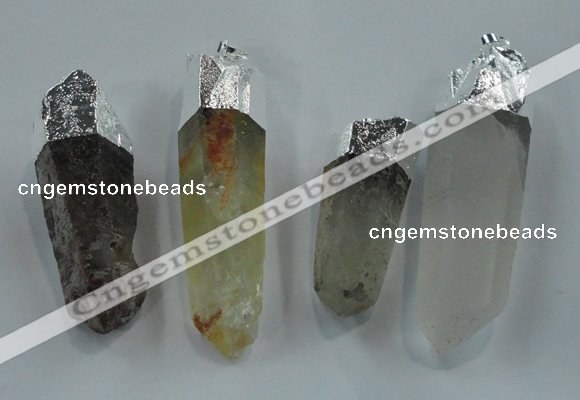 NGP1549 15*45mm - 20*65mm faceted nuggets mixed quartz pendants