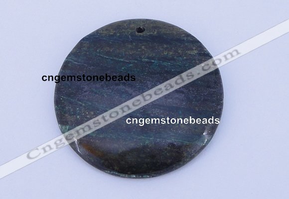 NGP155 2pcs 45mm flat round fashion long spar stone pendants