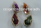 NGP1562 28*30*55mm teardrop agate with brass setting pendants