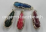 NGP1563 18*25*65mm teardrop agate with brass setting pendants