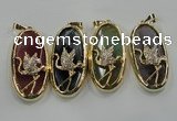 NGP1564 8*28*60mm oval agate with brass setting pendants