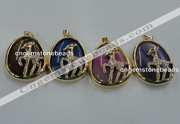 NGP1565 8*40*50mm teardrop agate with brass setting pendants