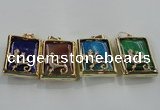 NGP1568 9*33*45mm rectangle agate with brass setting pendants