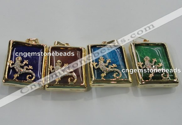 NGP1568 9*33*45mm rectangle agate with brass setting pendants