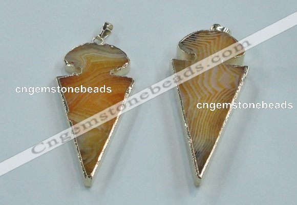 NGP1571 30*65mm arrowhead agate gemstone pendants