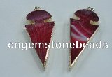 NGP1572 30*65mm arrowhead agate gemstone pendants