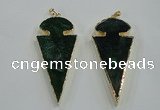 NGP1573 30*65mm arrowhead agate gemstone pendants