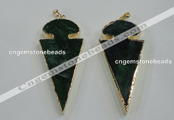 NGP1573 30*65mm arrowhead agate gemstone pendants