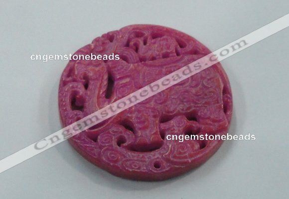 NGP1615 67*68mm Carved dyed natural hetian jade pendants wholesale