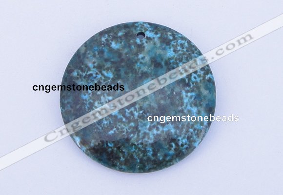 NGP163 2pcs 40mm flat round dyed chrysocolla gemstone pendants