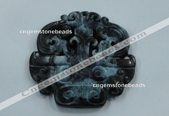 NGP1642 63*65mm Carved dyed natural hetian jade pendants wholesale