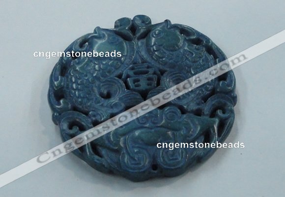 NGP1644 66*67mm Carved dyed natural hetian jade pendants wholesale