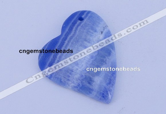 NGP165 2pcs 36*40mm heart dyed blue lace agate gemstone pendants