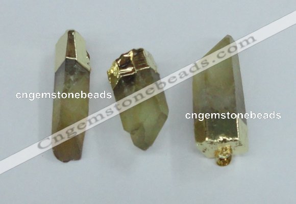 NGP1668 12*35mm - 18*50mm faceted nuggets lemon quartz pendants