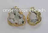 NGP1675 35*40mm - 45*50mm freeform plated druzy agate pendants