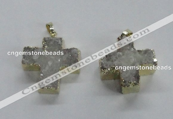 NGP1680 25*26mm - 27*28mm cross druzy agate pendants wholesale