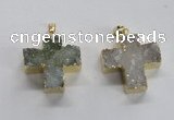 NGP1682 25*26mm - 27*28mm cross druzy agate pendants wholesale