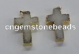 NGP1684 30*45mm - 32*50mm cross druzy agate pendants wholesale