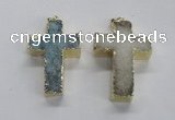 NGP1686 30*45mm - 32*50mm cross druzy agate pendants wholesale