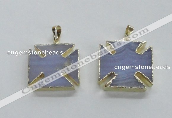 NGP1688 24*24mm - 26*26mm blue lace agate gemstone pendants