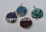 NGP1696 28*30mm - 30*32mm carved flower agate gemstone pendants