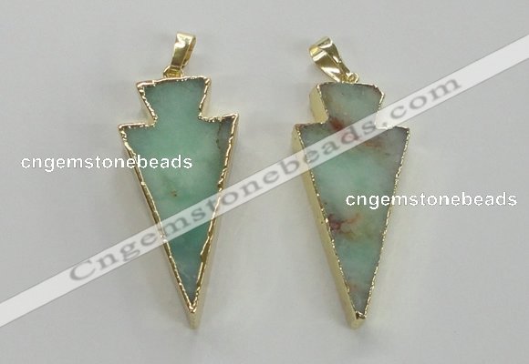 NGP1702 18*39mm arrowhead australia chrysoprase pendants