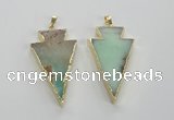 NGP1703 27*47mm arrowhead australia chrysoprase pendants