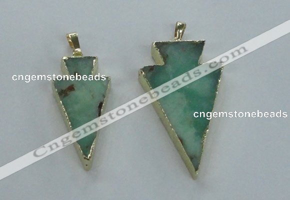 NGP1704 18*38mm - 27*47mm arrowhead australia chrysoprase pendants