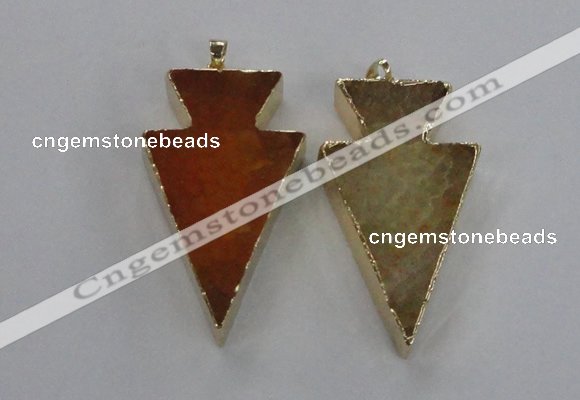 NGP1714 28*50mm - 30*55mm arrowhead agate gemstone pendants