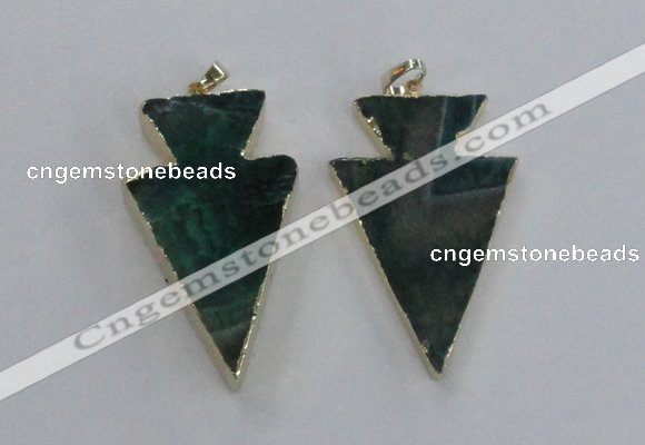 NGP1718 28*50mm - 30*55mm arrowhead agate gemstone pendants