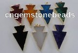 NGP1719 28*50mm - 30*55mm arrowhead agate gemstone pendants