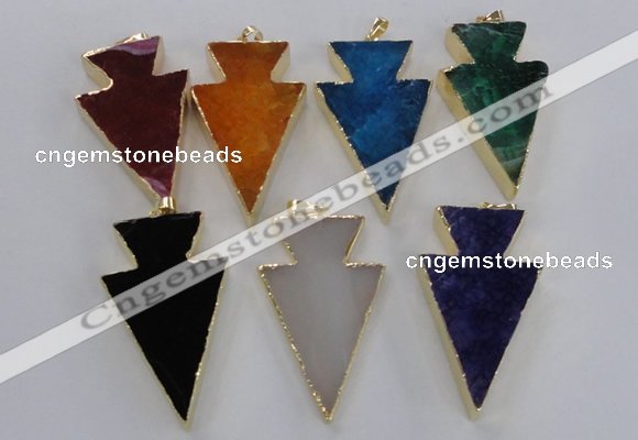 NGP1719 28*50mm - 30*55mm arrowhead agate gemstone pendants