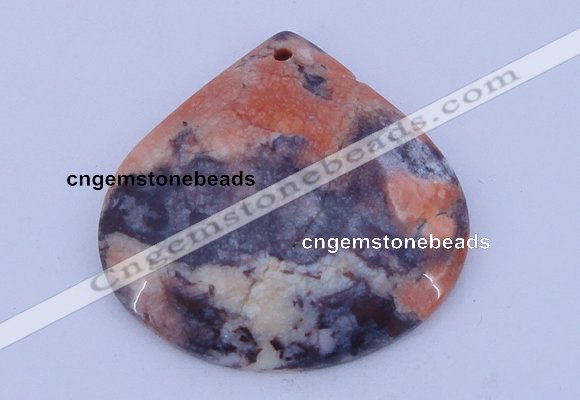 NGP172 2pcs 6*44mm flat teardrop brecciated jasper gemstone pendants