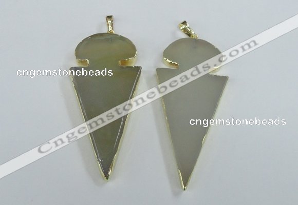 NGP1721 30*65mm arrowhead agate gemstone pendants wholesale