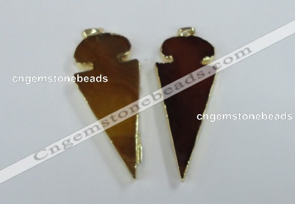 NGP1722 30*65mm arrowhead agate gemstone pendants wholesale