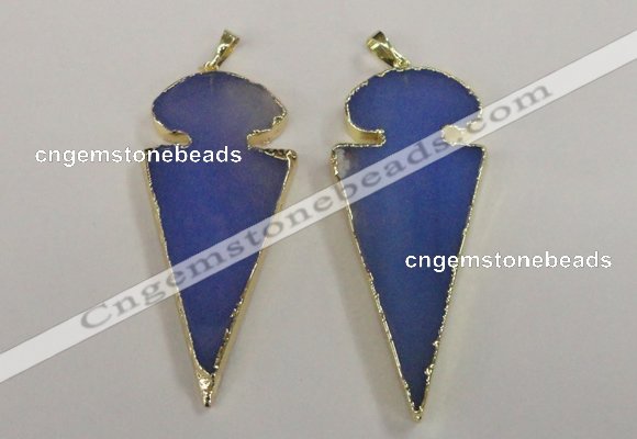 NGP1723 30*65mm arrowhead agate gemstone pendants wholesale