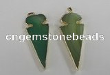 NGP1724 30*65mm arrowhead agate gemstone pendants wholesale