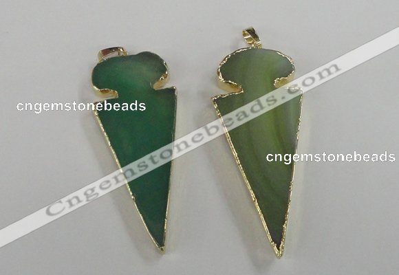 NGP1724 30*65mm arrowhead agate gemstone pendants wholesale