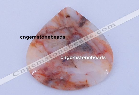 NGP173 2pcs 6*44mm flat teardrop rainbow agate gemstone pendants