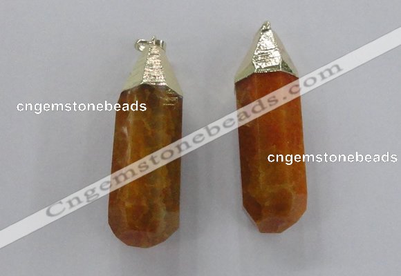 NGP1734 17*60mm faceted nuggets agate gemstone pendants wholesale