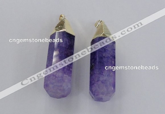 NGP1736 17*60mm faceted nuggets agate gemstone pendants wholesale