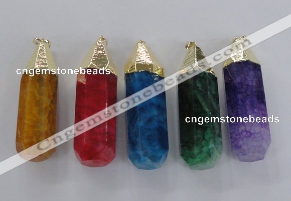 NGP1739 17*60mm faceted nuggets agate gemstone pendants wholesale