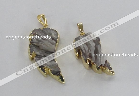 NGP1742 15*30mm - 20*40mm carved leaf druzy agate pendants