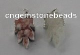NGP1747 22*30mm - 25*35mm carved leaf druzy agate pendants
