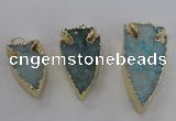 NGP1749 20*30mm - 25*50mm arrowhead druzy agate gemstone pendants