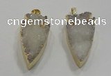 NGP1750 20*30mm - 25*50mm arrowhead druzy agate gemstone pendants