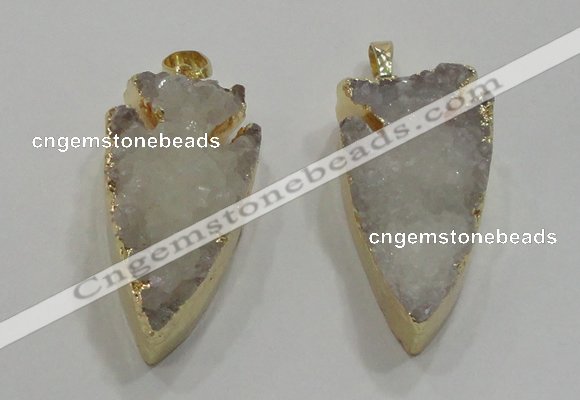 NGP1750 20*30mm - 25*50mm arrowhead druzy agate gemstone pendants