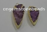 NGP1751 20*30mm - 25*50mm arrowhead druzy agate gemstone pendants